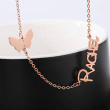 Personalized Custom Butterfly Name Necklace For Women Rose Gold Stainless Steel Chain Chocker Pendant Sweet Necklace Jewelry BFF 2024 - buy cheap