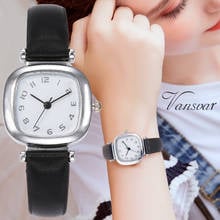 Reloj analógico cuadrado con números arábigos para mujer, pulsera de cuarzo con estilo minimalista, de cuero, envío directo 2024 - compra barato
