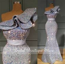 Elegant Sequins Mermaid Evening Dresses One Shoulder Customize Formal Dress vestidos 2024 - buy cheap