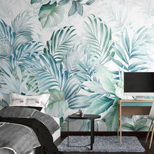 Papel tapiz de Gran Mural con foto personalizada 3D para cocina, sala de estar, dormitorio, decoración de pared de fondo de TV, hojas de plantas tropicales 2024 - compra barato