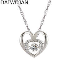 Korean Hollow Heart Crystal Pendant Necklaces For Women 925 Silver Double Hearts Choker Chain Necklace Anniversary Birthday Gift 2024 - buy cheap