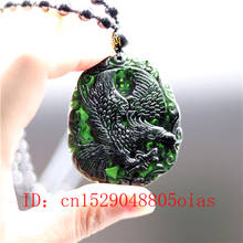 Colgante de obsidiana con diseño de águila de Jade china para hombre, colgante de amuleto tallado en color verde y negro Natural, accesorios de joyería, regalos 2024 - compra barato