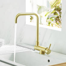 Splash-proof Kitchen Hot and Cold Stainless Steel Faucet Brushed Gold Sink Faucet Rotary Pressurized Single Handle Water Tap 2024 - buy cheap