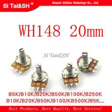 2pcs/lot WH148 20mm Shaft Amplifier Dual Stereo Potentiometer B1K B2K B5K B10K B20K B50K B100K B500K 3Pin 1K 2K 5K 10K 50K 100K 2024 - buy cheap