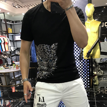 New Style 100% Pure Cotton Slim-fit Men's T-Shirt Diamond Tiger Head Casual Luxury Short-Sleeved European And American Brand Hot 2024 - buy cheap