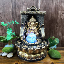 Hindu Ganesha Statue Fortune Lucky Feng Shui Desktop Fountains Indoor LED Glowing Ball Spring Water Sound Waterfall Fountain 2024 - buy cheap