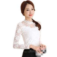 ZG1562-Blusa de manga larga para mujer, camisa de encaje de talla grande con cuello alto, versión coreana, barata, venta al por mayor, primavera y otoño, 2020 2024 - compra barato