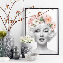Corolla moda cartaz da lona pintura marilyn preto e branco parede arte hd impressão monroe moderna sala de estar decoração casa 2024 - compre barato