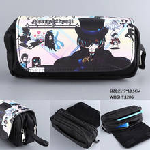 Anime preto mordomo portátil cosméticos casos ciel phantomhive lápis dos desenhos animados caso sebastian michaelis bolsa com zíper duplo 2024 - compre barato