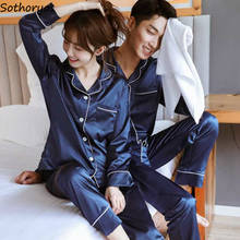 Conjuntos de pijama de seda para parejas, cárdigan de talla grande 3XL, ropa de dormir de alta calidad, estilo coreano, informal, a la moda 2024 - compra barato