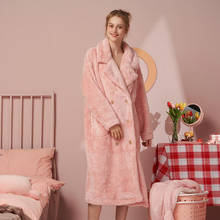 Albornoz largo y elegante para mujer, ropa de dormir cálida de lana de Coral, color rosa, ropa de casa holgada para invierno, FG253, 2020 2024 - compra barato