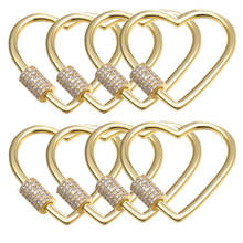 2022 New DIY Heart Fastener Screw Clasps For Jewelry Making Cubic Zirconia Charm Penadnt Handmade Jewellry Findings Accessories 2024 - buy cheap