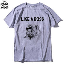 COOLMIND QI0123A casual 100% cotton like a boss gorilla printed men t shirt street style loose o-neck Knitted men tshirt 2024 - buy cheap
