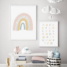 Cartoon Rainbow ABC Alphabet Pink Posters Nursery Canvas Painting Wall Art Pictures Prints Interior Kids Room Home Decoration 2024 - buy cheap