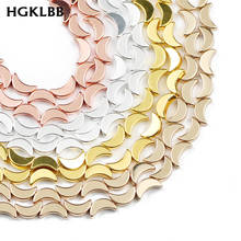 HGKLBB-Cuentas de plata de oro Natural de 8mm, cuentas de piedra negra de hematita, espaciador en forma de luna, cuentas sueltas para la fabricación de joyas, pulsera y collar Diy 2024 - compra barato
