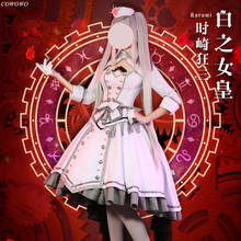 Anime! Data a live fantasia de tokisaki kurumi, vestido branco nobre, roupa adorável para cosplay, fantasia de festa de halloween 2024 - compre barato