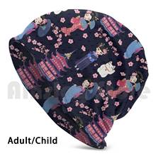 Apanese Dolls Navy Beanies Pullover Cap Comfortable Japanese Cherry Blossom Pagoda Japanese Cat Geisha Geisha Dolls 2024 - buy cheap