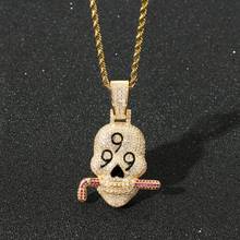 Hip Hop Men Necklace Juice Wrld 999 Skull Copper 24k Gold Plated Micro Pave Choker Necklace Cz Stone Iced Out Pendant Necklaces 2024 - buy cheap