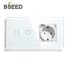 BSEED 2Gang 1 Way 2 Way  Touch Switch With New Waterproof  EU Standard Black White Gold Wall Light Switch EU Socket Switch 2024 - buy cheap