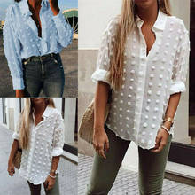 Fashion Women Polka Dot Chiffon Blouses Long Sleeve Turn-Down Collar Shirts Casual Ladies Girls See-through Blouses Tops 2024 - buy cheap