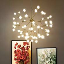 Ramo de árvore moderna lustre firefly sputnik conduziu a luz elegante decorativo lâmpada do teto luzes penduradas 2024 - compre barato