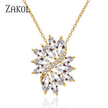 ZAKOL Delicate Cubic Zircon Crystal With White Color Handmade Fashionable Flower Necklaces Pendants For Women Wedding FSNP009 2024 - buy cheap