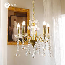 Candelabro de cristal simple francés, sala de estar de cobre para candelabro, dormitorio, guardarropa, comedor 2024 - compra barato