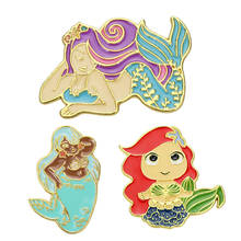 Pins new mermaid series oil drop brooch girl bag hat alloy cartoon animal badge 2024 - buy cheap