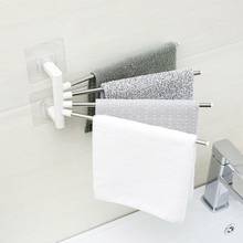 Household Anti-rust Steel Rotating Towel Holder Bath Rack Swivel 4 Wall Bars Rail Bathroom Towel Hanger J2E5 2024 - buy cheap