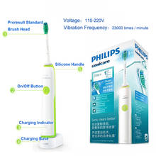Philips-escova de dentes elétrica 3216 sonicare, com fácil clique, cabeças e saída de luz, status da bateria, para adultos 2024 - compre barato