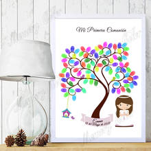 Custom Theme Name Date Fingerprint DIY Canvas Guestbook For Kids Baptism Birthday Holy Communion Souvenir (Ink Pad Included) 2024 - buy cheap