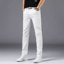 Джинсы мужские стрейчевые, тонкие дышащие прямые свободные брюки, Классические повседневные брендовые штаны, белые, на лето 2024 - купить недорого