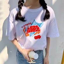 Camiseta feminina manga curta algodão, camiseta feminina casual folgada 2024 - compre barato