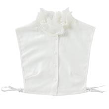 Women Double Layer Ruffled Stand False Fake Collar Button Down Chiffon Solid Color Elegant Detachable Half Shirt Dickey 2024 - buy cheap