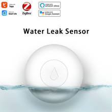 Sensor de vazamento de água inteligente zigbee, detector de vazamento de água por aplicativo, alarme via tuya gateway, funciona com o assistente alexa 2024 - compre barato