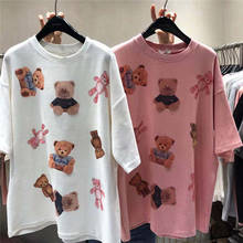 2021 New Summer Harajuku Women T-shirt Oversize Korean Style Cute Cartoon Bear Print Loose Tops Plus Size Tees Graphic T Shirts 2024 - buy cheap