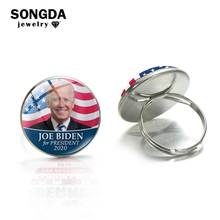 Открытое кольцо SONGDA Joe Biden с логотипом, регулируемые стеклянные кольца с кабошонами для мужчин, опт, 2020 2024 - купить недорого