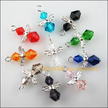 20Pcs Silver Plated Wings Mixed Crystal Beads Angel Charms Pendants 14x23mm 2024 - buy cheap