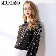 MIUXIMAO 2020 Summer 100% Silk Blouse Shirt Women's Elegant Office Lady Long Sleeve Loose Flower Print Tops Shirts Women Tops 2024 - buy cheap