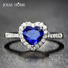 Joiashome 925 Sterling Silver Ring For Charm Lady With Heart Shape Sapphire Gemstones Wedding Party Wholesale Gift Size 6-10 2024 - buy cheap