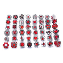 10 pçs/lote atacado snap jóias misturadas vermelho strass flor de metal encantos 18mm 20mm botão snap jóias para snaps pulseira 2024 - compre barato