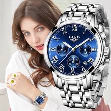 2021New LIGE Fashion Watches Ladies Top Brand luxury Waterproof Quartz Clocks Watch for Women Stainless Steel Wrist Watch+Box 2024 - buy cheap