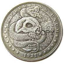 US Hobo 1921 Morgan Dollar Skull Zombie Skeleton Silver Plated Copy Coins 2024 - buy cheap