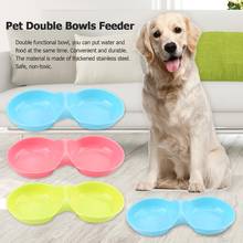 Pet Dog Double Bowl Puppy ABS Cat Food Feeder Water Dish Bowl Pets Feeding Drinking Bowls Feeding Supplies 24x11.5cm 2024 - buy cheap
