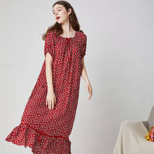 Женская домашняя одежда больших Размеры платье средней длинны с коротким рукавом Повседневная Свободная Ночная хлопковое длинное платье Vestido де Mujer M-2XL 2024 - купить недорого