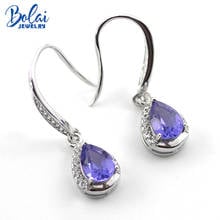 Nano tanzanite dangle earrings genuine 925 sterling silver pear gemstone fine jewelry tear drop earring for women girl Christmas 2024 - buy cheap