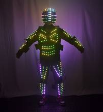 helmet stage dance luminous armor RGB full colo led robot costume nightclub bar light show mechanical dance clothes 2024 - buy cheap