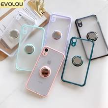 Shockproof Ring Holder Phone Case for iphone XR XS 11 12 Pro Max Color Border Matte Cover for iphone 12 Mini SE 2020 7 8 Cases 2024 - buy cheap