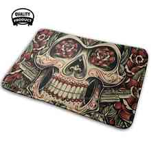 Skull And Roses With Rs. Tattoo Inspired Design. Comfortable Door Mat Rug Carpet Cushion Calavera Day Of The Dead Dia De Los 2024 - buy cheap
