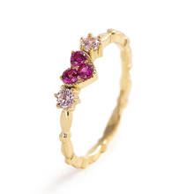 Huitan coração anel de design criativo feminino anel com dois tons de zircão cúbico moda casamento anel de noivado femme jóias com 6-10 2024 - compre barato